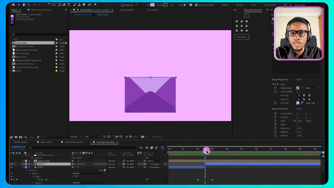 creating envelope flap cover in after effects